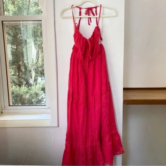 NWT Free People Taking Sides Maxi Dress in Red Roses Medium - Picture 3 of 8